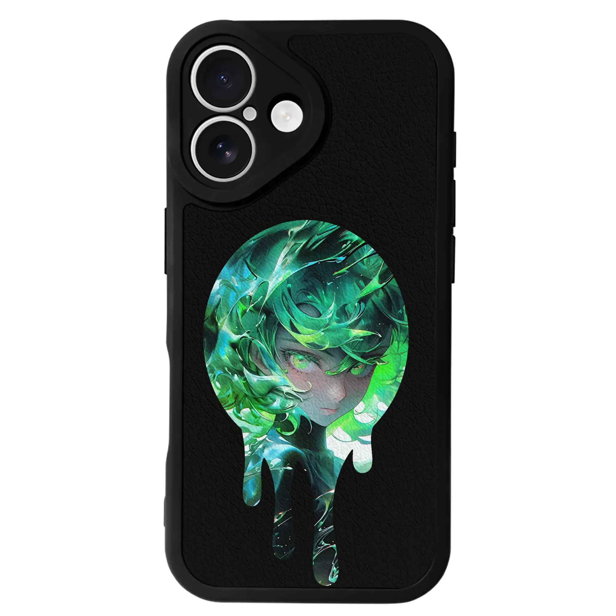 ワンパンマン グッズ 戦慄のタツマキ - IPhone 16シリーズ対応 ・ シリコンスマホケース ・ レザー調 ・ 高精度フィット ・ 耐衝撃 ・ ワイヤレス充電対応 ・ 精密カット